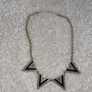 Gold-Tone Black Geometric Triangle Necklace